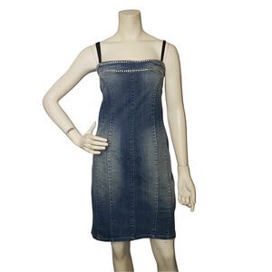 CALIFORNIA DENIM Bodycon Stretch Denim Lace Up Back Dress Womens Size 1X NEW